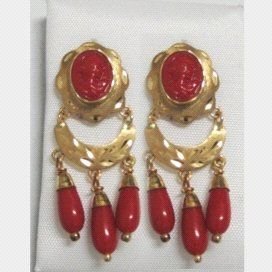 PENDIENTES ORO AMARILLO CORAL