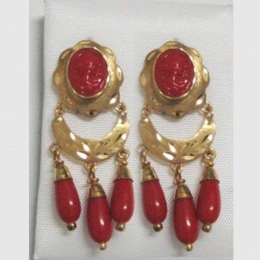 PENDIENTES ORO AMARILLO CORAL