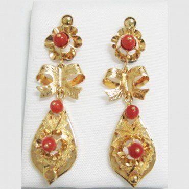 PENDIENTES ORO AMARILLO CORAL