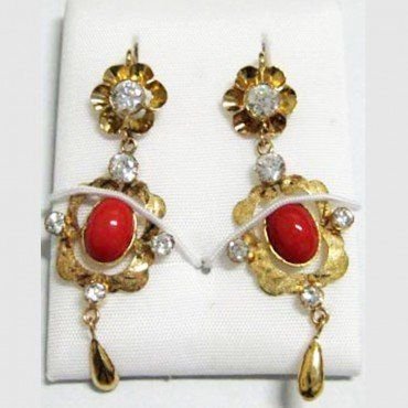 PENDIENTES ORO AMARILLO CORAL