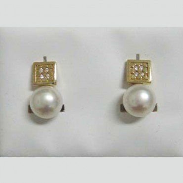 PENDIENTES ORO AMARILLO PERLA