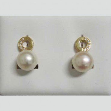 PENDIENTES ORO AMARILLO PERLA