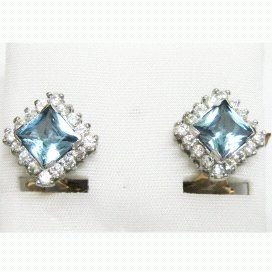 PENDIENTES ORO BLANCO PIEDRA