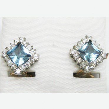 PENDIENTES ORO BLANCO PIEDRA