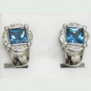 PENDIENTES ORO BLANCO PIEDRA