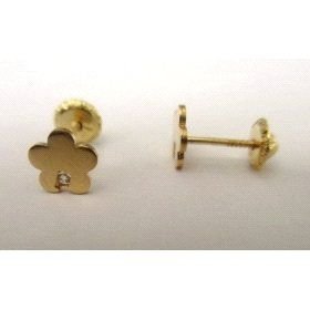 PENDIENTES NIÑA ORO AMARILLO PIEDRA FLOR