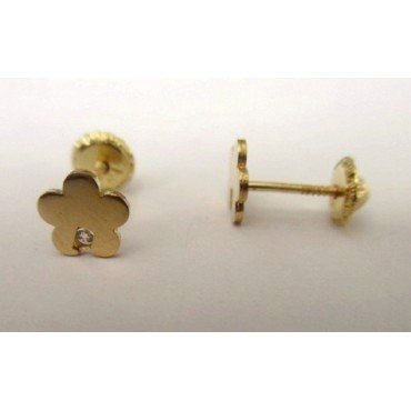 PENDIENTES NIÑA ORO AMARILLO PIEDRA FLOR