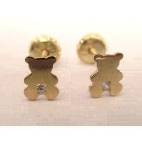 PENDIENTES NIÑA ORO AMARILLO PIEDRA OSO