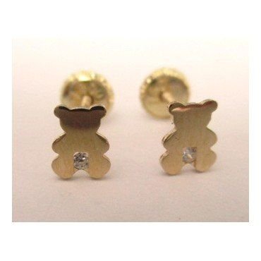 PENDIENTES NIÑA ORO AMARILLO PIEDRA OSO
