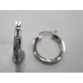 PENDIENTES ARO ORO BLANCO PIEDRA CARRIL 14M/M                         