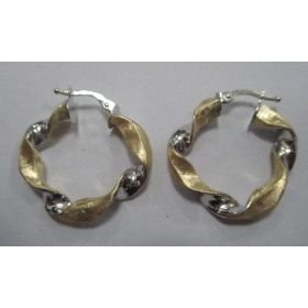 PENDIENTES ARO ORO BICOLOR ITALIANO RIZADO                            
