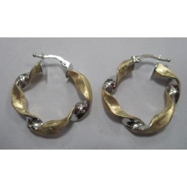 PENDIENTES ARO ORO BICOLOR ITALIANO RIZADO                            
