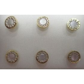 PENDIENTES NIÑA ORO AMARILLO PIEDRA REDONDOS NACAR                    
