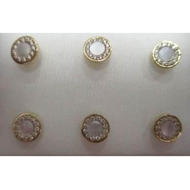 PENDIENTES NIÑA ORO AMARILLO PIEDRA REDONDOS NACAR                    