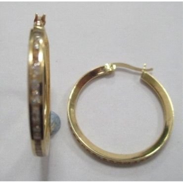PENDIENTES ORO AMARILLO PIEDRA  DE CARRIL  20M/M  DIAMETRO            