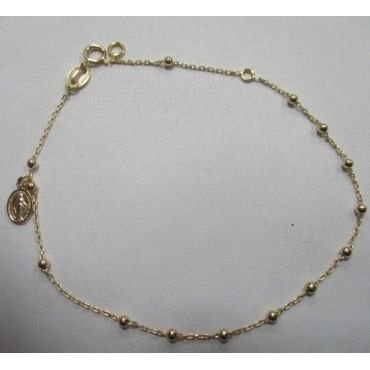 PULSERAS NIÑA ORO AMARILLO COMUNION ROSARIO 1.5M/M                    