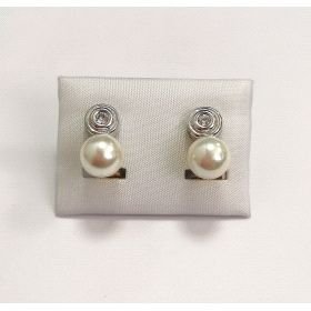 PENDIENTES ORO BLANCO PERLA                                           