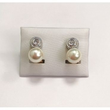 PENDIENTES ORO BLANCO PERLA                                           