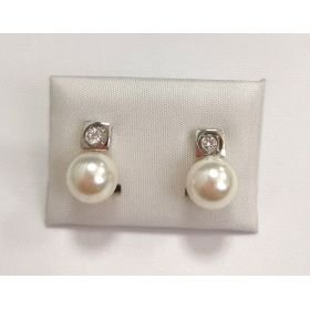PENDIENTES ORO BLANCO PERLA                                           