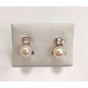 PENDIENTES ORO BLANCO PERLA                                           