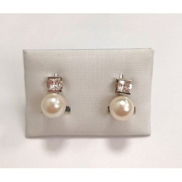 PENDIENTES ORO BLANCO PERLA                                           