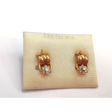 PENDIENTES ORO TRICOLOR PIEDRA                                        