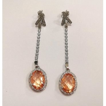 PENDIENTES ORO BLANCO PIEDRA                                          