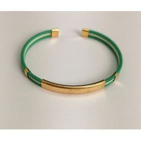 PULSERA SRA. ORO AMARILLO Y CAUCHO                                    
