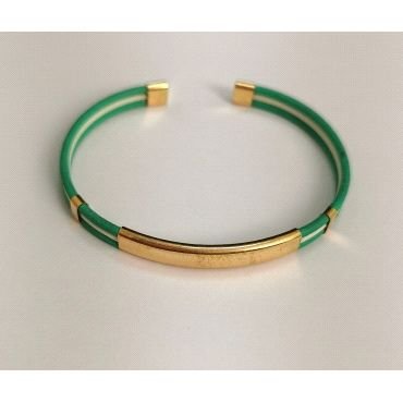 PULSERA SRA. ORO AMARILLO Y CAUCHO                                    