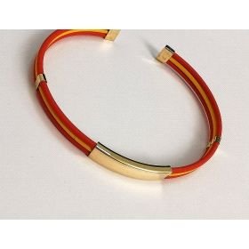PULSERA SRA. ORO AMARILLO Y CAUCHO                                    