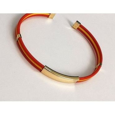 PULSERA SRA. ORO AMARILLO Y CAUCHO                                    