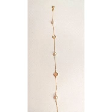 PULSERA COMUNION PERLA Y DISCO NACAR                                  