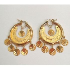 PENDIENTES ARO ORO AMARILLO GRABADA                                   
