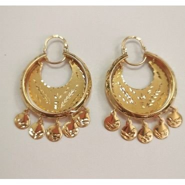 PENDIENTES ARO ORO AMARILLO GRABADA                                   