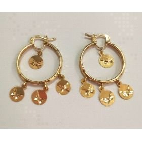 PENDIENTES ARO ORO AMARILLO GRABADA                                   