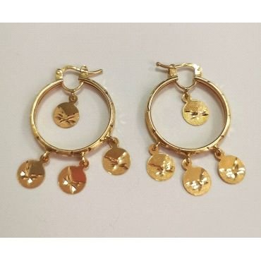PENDIENTES ARO ORO AMARILLO GRABADA                                   