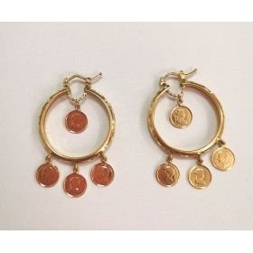 PENDIENTES ARO ORO AMARILLO GRABADA                                   