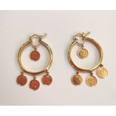 PENDIENTES ARO ORO AMARILLO GRABADA                                   