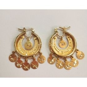 PENDIENTES ARO ORO AMARILLO GRABADA                                   