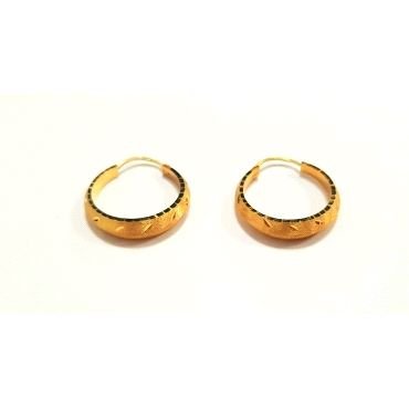 PENDIENTES ARO ORO AMARILLO GRABADA                                   