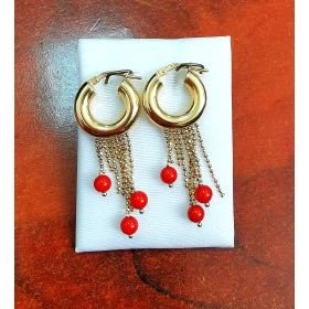 PENDIENTES ARO ORO AMARILLO CORAL                                     