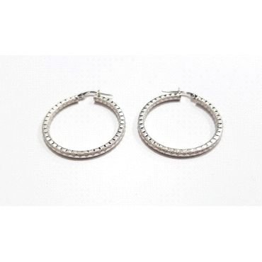 PENDIENTES ARO ORO BLANCO ITALIANO                                    