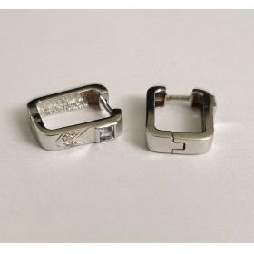 PENDIENTES ARO ORO BLANCO BRILLANTES                                  