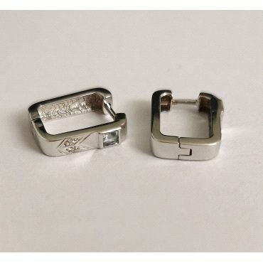 PENDIENTES ARO ORO BLANCO BRILLANTES                                  