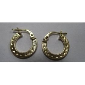 PENDIENTES ARO ORO AMARILLO GRABADA  9M/M                             
