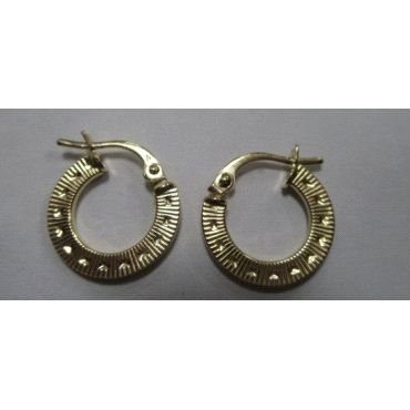 PENDIENTES ARO ORO AMARILLO GRABADA  9M/M                             