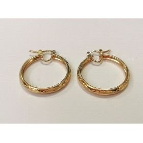 PENDIENTES ARO ORO AMARILLO GRABADA                                   