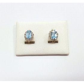 PENDIENTES ORO BLANCO PIEDRA                                          