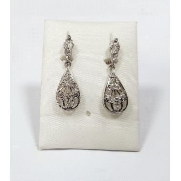 PENDIENTES ORO BLANCO PIEDRA                                          