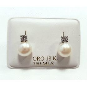 PENDIENTES ORO BLANCO PERLA                                           